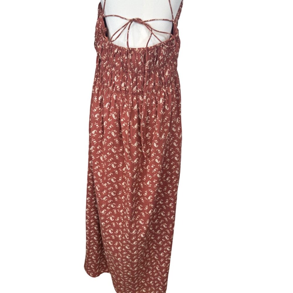 NWT Treasure & Bond L Rust/Mauve Floral Maxi Dress Adjustable Straps Open Back - Picture 10 of 16